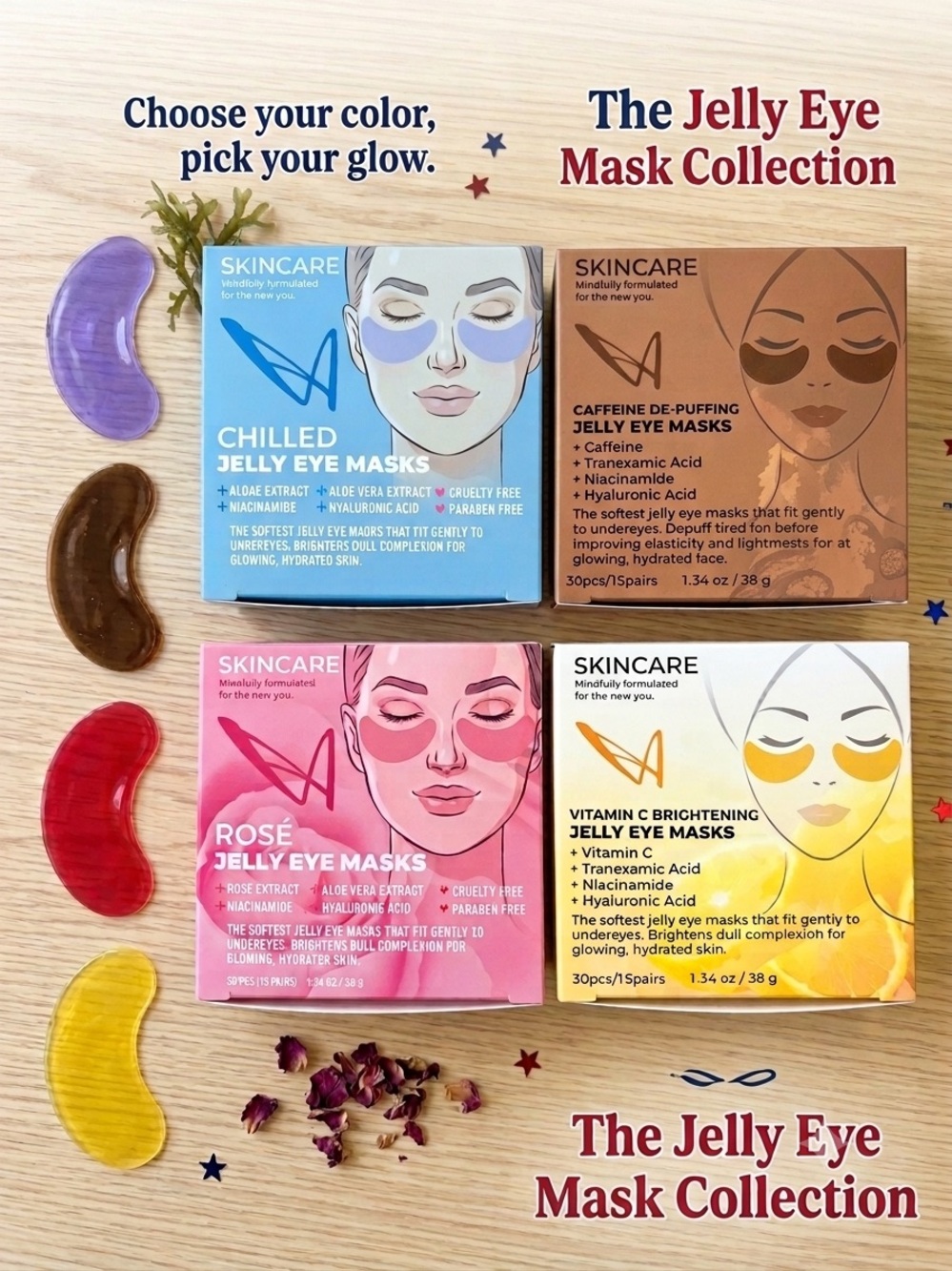 Jelly Eye Mask Collection – Set of 4 (60 pairs) - Picture 1 of 2
